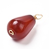 Natural Carnelian/Red Agate Bead Pendants PALLOY-JF00865-4