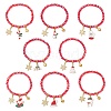 8Pcs Christmas Theme Glass Beaded Stretch Bracelets BJEW-JB11190-1