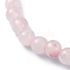 Natural Rose Quartz Round Beaded Bracelets BJEW-JB09878-02-4