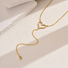 Elegant Y-shaped Hollow Heart Brass Cubic Zirconia Pendant Long Necklace for Women Parties and Events HJ3504-4