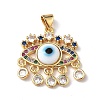 Lampwork Evil Eye Pendants with Colorful Cubic Zirconia ZIRC-L102-13G-3