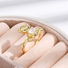 Rack Plating Brass Micro Pave Clear Cubic Zirconia Cuff Finger Rings for Women RJEW-M028-17G-4