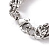 Non-Tarnish 201 Stainless Steel Rope Chain Bracelets BJEW-R313-08A-P-3