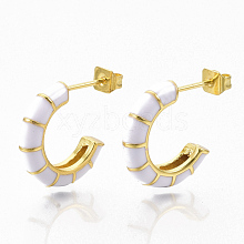 Brass Stud Earrings EJEW-S209-10F