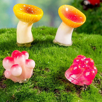 36Pcs 9 Styles Microlandscape Simulation Mushroom Pot Gardening for Doll RESI-SP0001-33-1