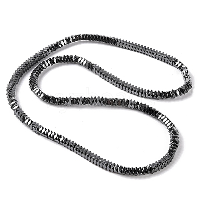 Faceted Square Synthetic Non-magnetic Hematite Beaded Necklaces NJEW-Q341-01-1