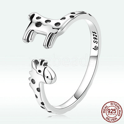 Giraffe 925 Sterling Silver Adjustable Cuff Rings for Women FS-WG500B7-01-1