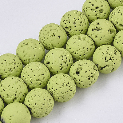 Spray Painted Natural Lava Rock Beads Strands X-G-N0324-C-08-1