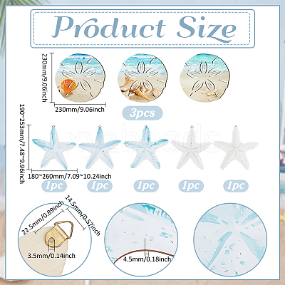 3Pcs Summer Ocean Wood Round Wall Decoration WOOD-PH0003-76-1