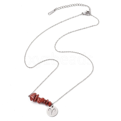 12Pcs 12 Styles Natural Gemstone & Constellation Pendant Necklaces NJEW-JN05084-1