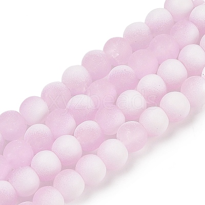 Frosted Crackle Glass Beads Strands GLAA-U001-8mm-M03-1