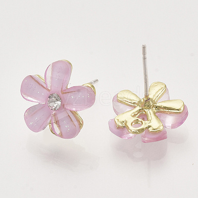 Alloy Rhinestone Stud Earring Findings X-PALLOY-N0149-20B-1