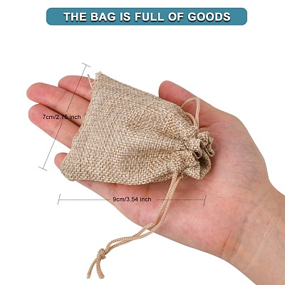 Polyester Imitation Burlap Packing Pouches Drawstring Bags ABAG-R005-9x7-01-1