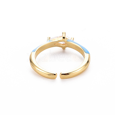 Brass Enamel Cuff Rings RJEW-T016-28F-NF-1