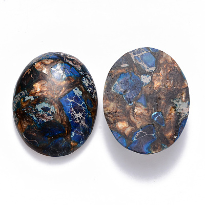 Assembled Synthetic Imperial Jasper and Bronzite  Cabochons G-R457-01B-1