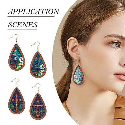 2 Pairs 2 Styles Acrylic Dangle Earrings EJEW-TA0001-52-1