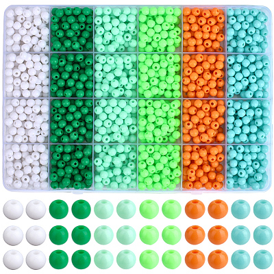 1440Pcs 6 Styles Opaque Acrylic Beads MACR-PA0001-78-1
