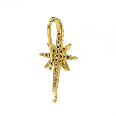 Rack Plating Brass Pave Cubic Zirconia Earring Hooks X-KK-O143-21G-1