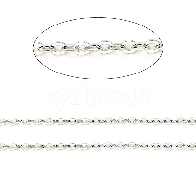 Anti-Tarnish Rhodium Plated 925 Sterling Silver Flat Cable Chains STER-F052-04P-1