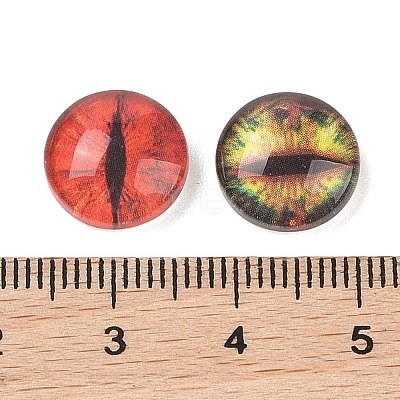 100 Pcs Half Round/Dome Dragon Eye Printed Glass Cabochons GLAA-GA0002-28-1