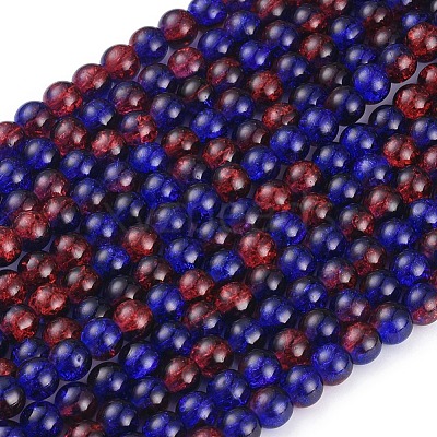Spray Painted Crackle Glass Beads Strands X-CCG-Q002-8mm-12-1