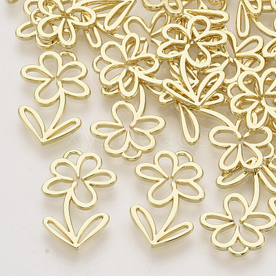 Rack Plating Alloy Open Back Bezel Pendants PALLOY-N150-38-1