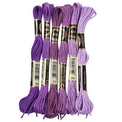 6Bundles 6 Colors Polyester Embroidery Floss OCOR-YW0001-24D-1