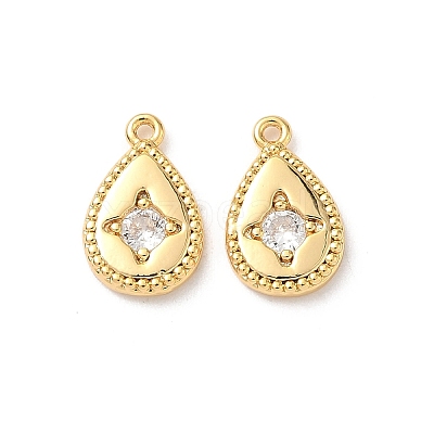 Brass Micro Pave Cubic Zirconia Charms KK-D504-20A-G-1