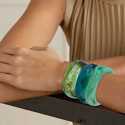 3Pcs 3 Styles Acrylic Bangles for Women BJEW-DC0001-30-1