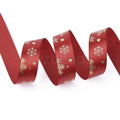 20 Yards Christmas Printed Polyester Satin Ribbon SRIB-P021-A02-1