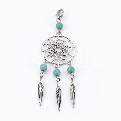 Dyed Synthetic Turquoise Big Pendants HJEW-JM00343-02-1