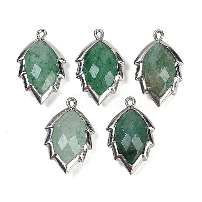 Natural Green Strawberry Quartz Faceted Leaf Pendants G-I375-04P-15-1