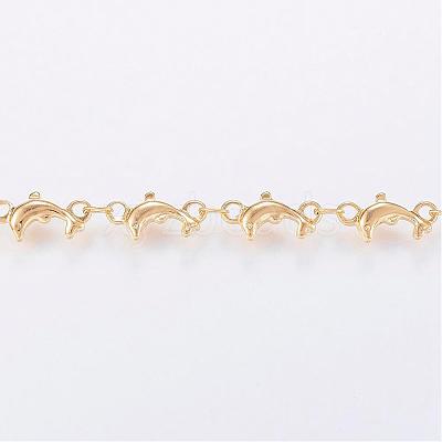 Handmade Ion Plating(IP) 304 Stainless Steel Bar Link Chains STAS-G038-23G-1
