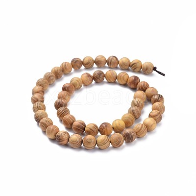 Natural Wood Beads Strands X-WOOD-F008-05-B-1