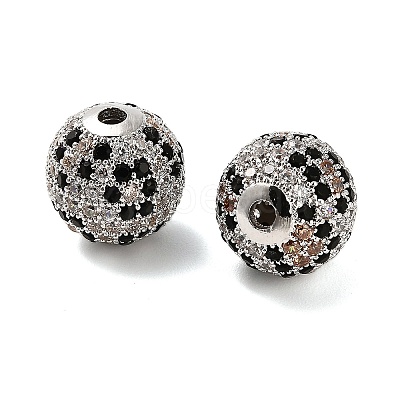 Brass Micro Pave Cubic Zirconia Beads KK-L229-024P-1