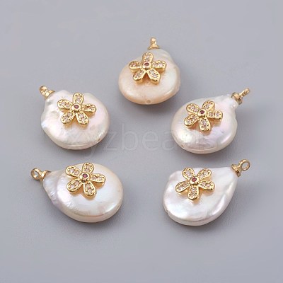 Natural Cultured Freshwater Pearl Pendants PEAR-F008-25G-01-1