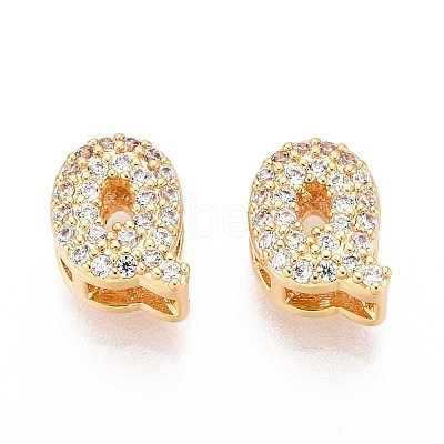 Brass Micro Pave Clear Cubic Zirconia Beads KK-T071-17G-Q-1