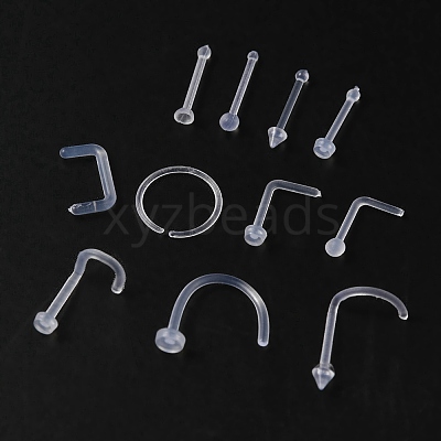 Acrylic L-Shaped Nose Ring AJEW-YW0001-06A-1