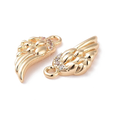 Brass Micro Pave Clear Cubic Zirconia Charms X-KK-G418-12G-1