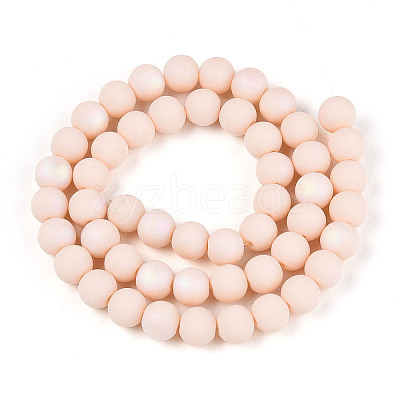 Frosted Opaque Glass Beads Strands GLAA-T032-P8mm-MBB09-1