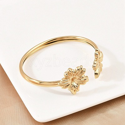 304 Stainless Steel Cuff Bangles for Women BJEW-A147-01A-G-1