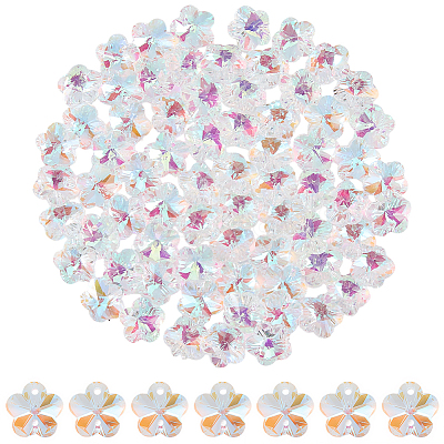 80Pcs Transparent Faceted Glass Connector Charms GLAA-SP0001-88B-02-1