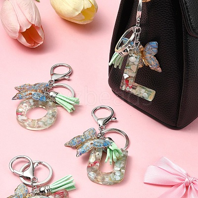 Resin & Acrylic & Faux Suede Tassel Keychain KEYC-YW00126-01-1