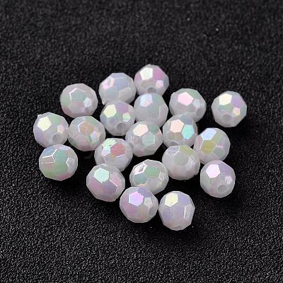 AB Color Plated Eco-Friendly Poly Styrene Acrylic Round Beads TACR-L004-8mm-78-1