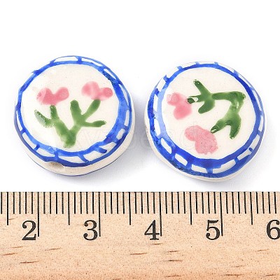 Flower Theme Handmade Porcelain Beads LAMP-D303-06C-02-1