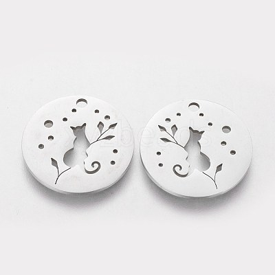 Non-Tarnish 304 Stainless Steel Kitten Pendants A-STAS-S105-T469-1