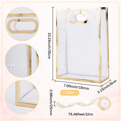12Pcs Rectangle Plastic Gift Bags ABAG-SP0001-07D-1