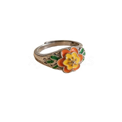 Adjustable Alloy Enamel Finger Rings for Women WGFF340-01-1
