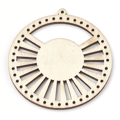 Undyed Wood Chandelier Component Links X-WOOD-T008-44-1