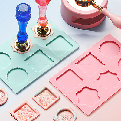 3Pcs 3 Color Square & Round & Flower Silicone Wax Melt Molds DIY-DR0001-35-1